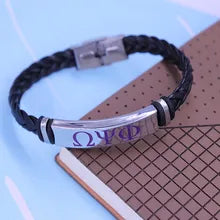 Omega Psi Phi Braided Leather Bracelet