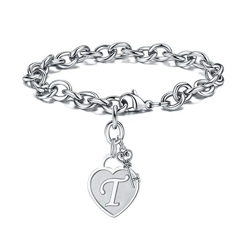 Letter Heart Key Charm Bracelets