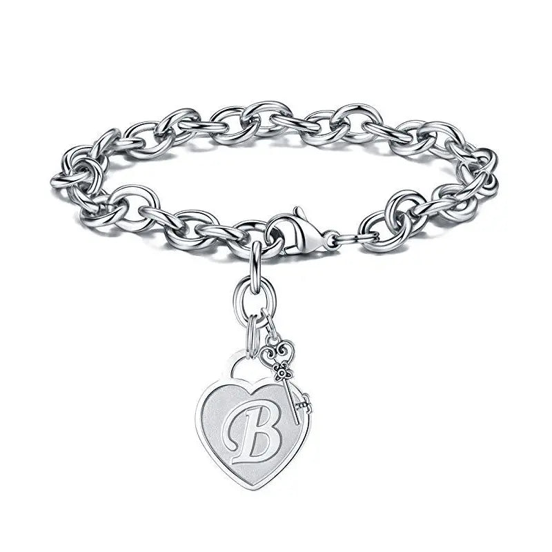 Letter Heart Key Charm Bracelets