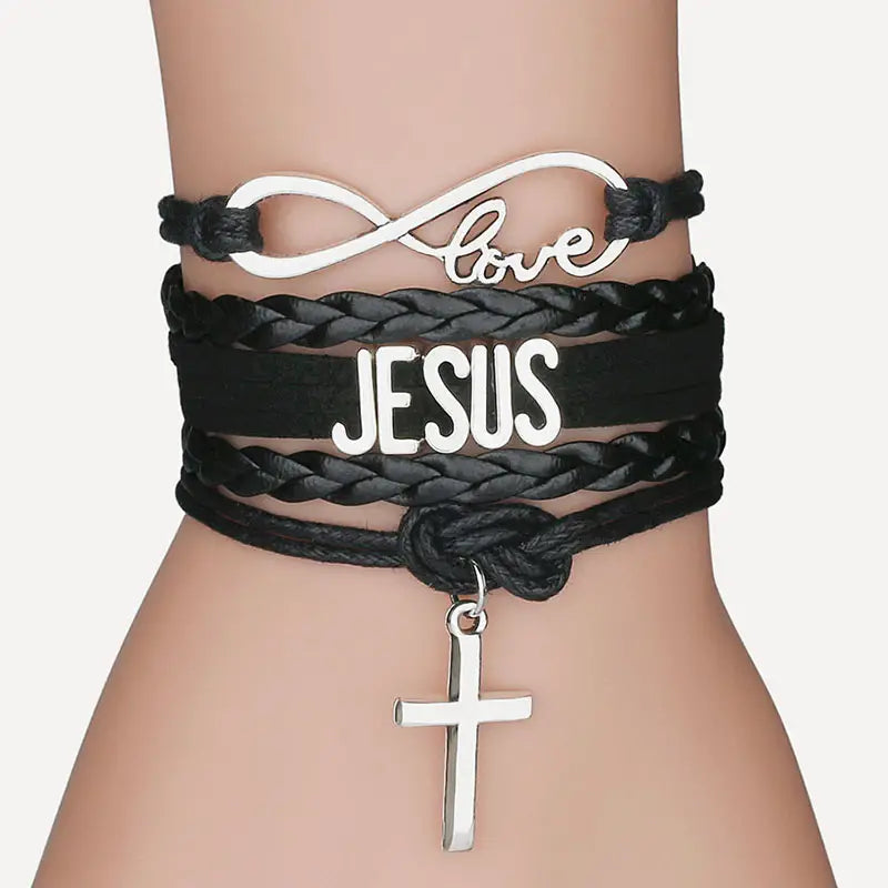 Jesus Loves Me Multilayer Leather Bracelet