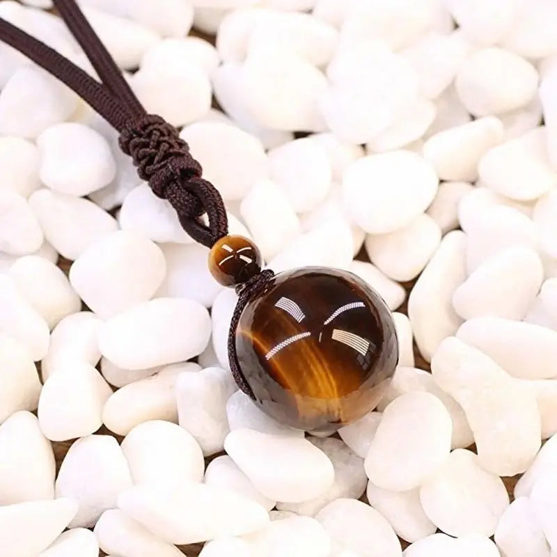 Brown Tiger's-Eye Stone Pendant Necklace