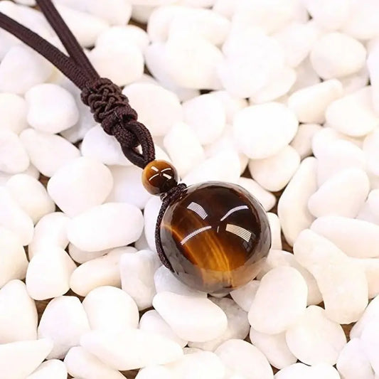 Brown Tiger's-Eye Stone Pendant Necklace