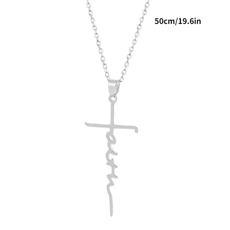 Stainless Steel Faith Cross Necklace