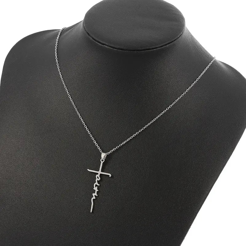 Stainless Steel Faith Cross Necklace