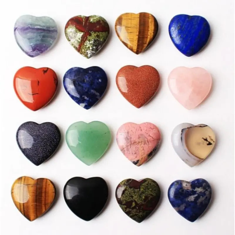 Natural Crystal Love Heart Pendants