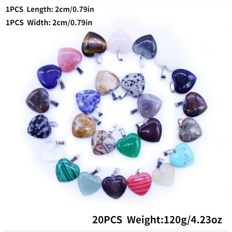 Natural Crystal Love Heart Pendants