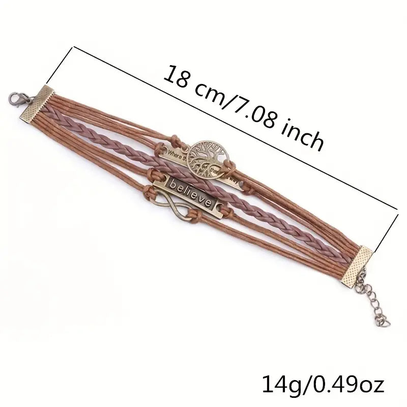 Handwoven Leather Rope Bronze Bracelet