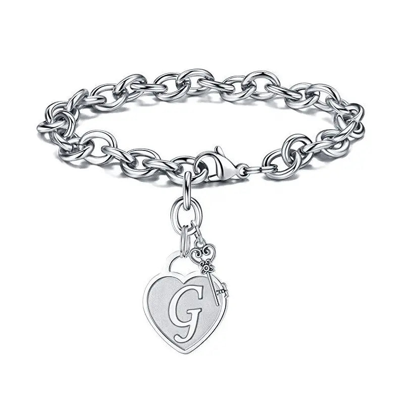 Letter Heart Key Charm Bracelets