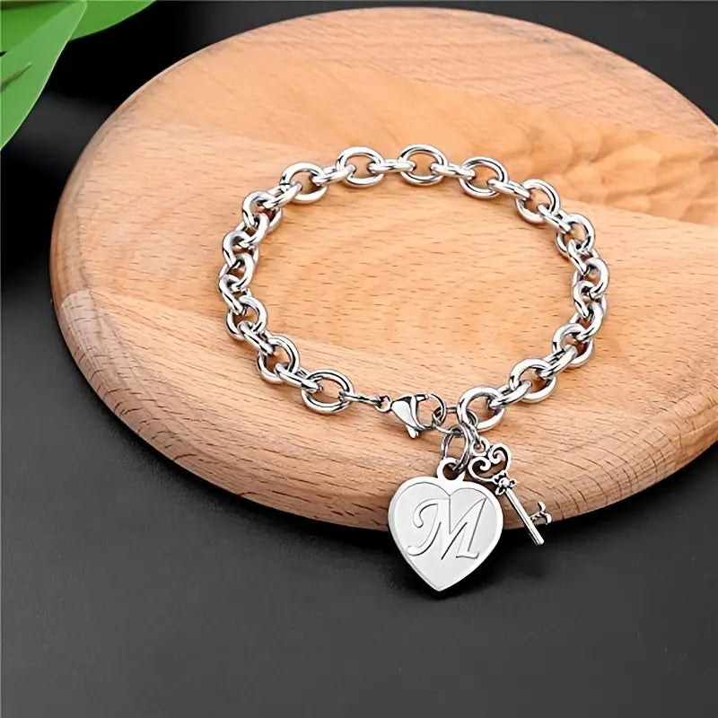 Letter Heart Key Charm Bracelets