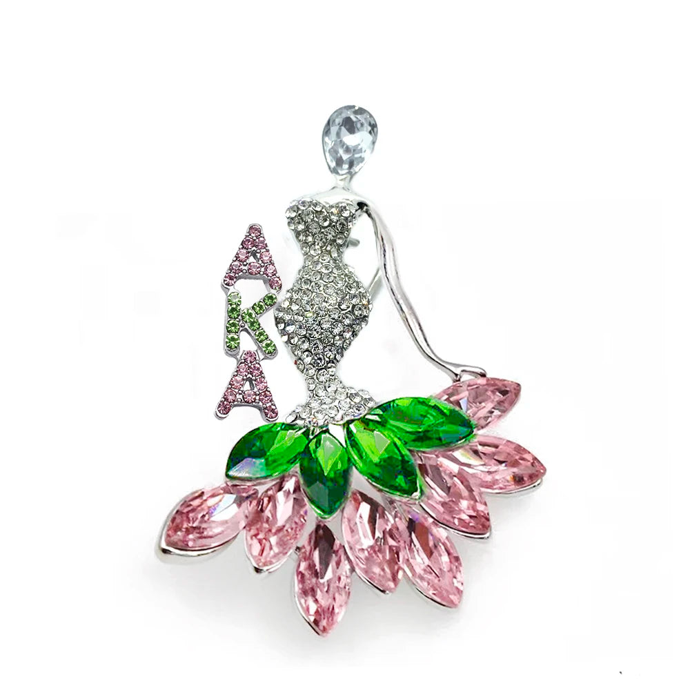 Rhinestone Inlaid Alpha Kappa Alpha Brooch