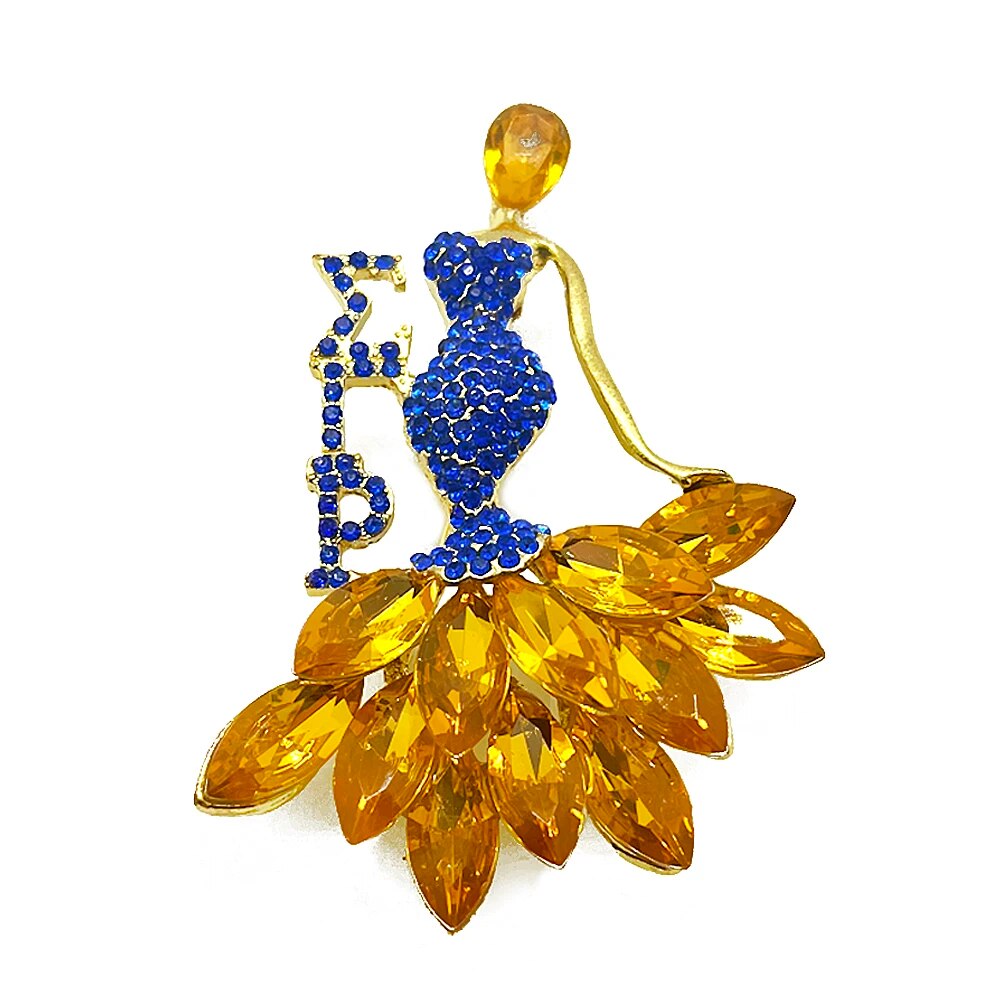 Rhinestone Inlaid Sigma Gamma Rho Brooch