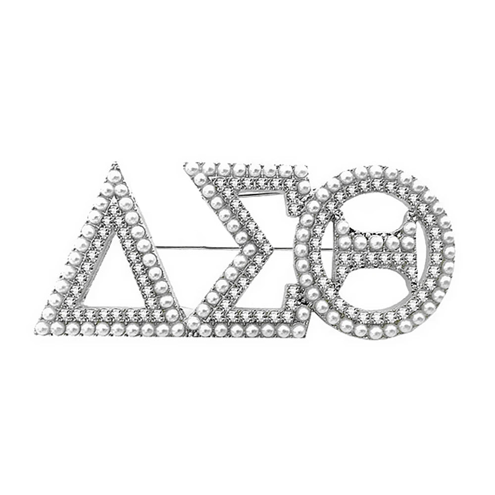 Delta Sigma Theta Rhinestone Pearl Brooch Pin