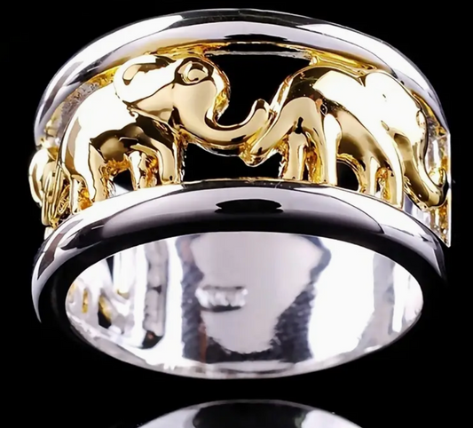 Retro Hollow Elephant Ring-Duotone