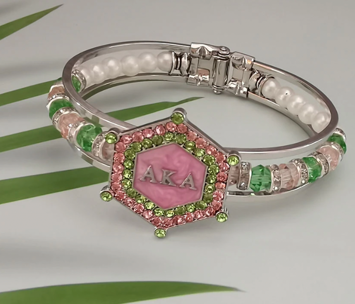 Alpha Kappa Alpha Wide Bangle Bracelet