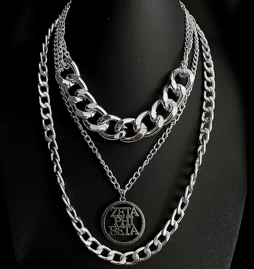 Zeta Phi Beta Triple Chain Necklace