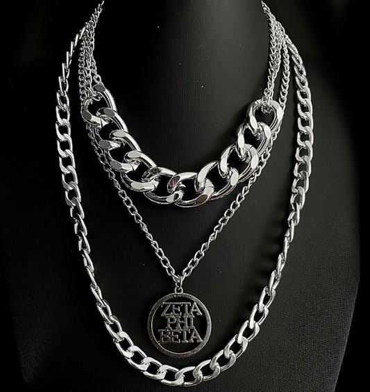 Zeta Phi Beta Triple Chain Necklace