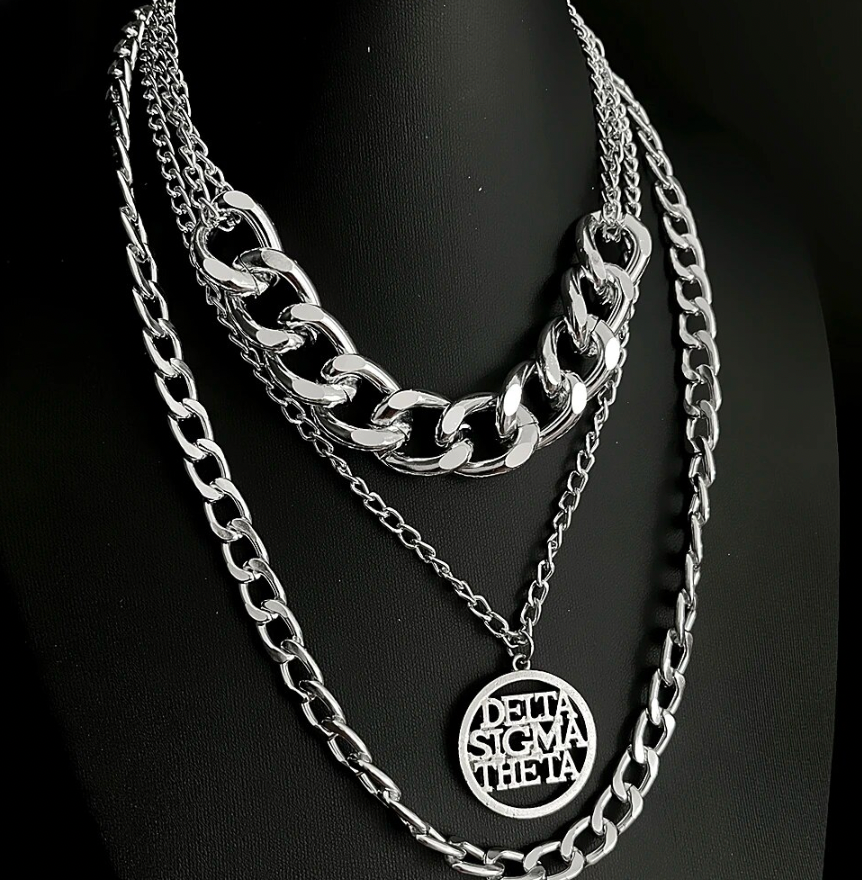 Delta Sigma Theta Triple Chain Necklace