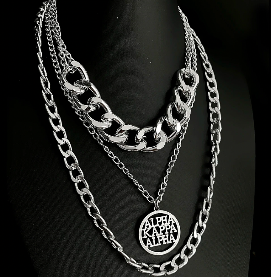 Alpha Kappa Alpha Triple Chain Necklace