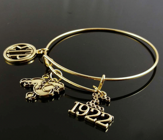 Sigma Gamma Rho Gold Charm Wire Bracelet