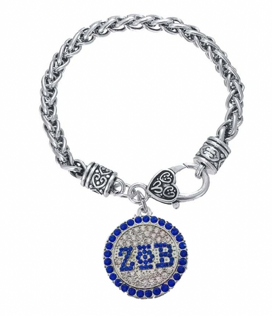 Zeta Phi Beta Crystal Charm Bracelet