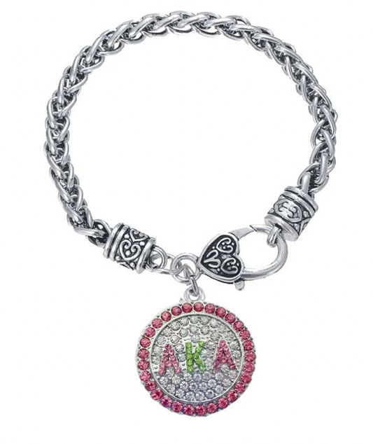 Alpha Kappa Alpha Crystal Charm Bracelet