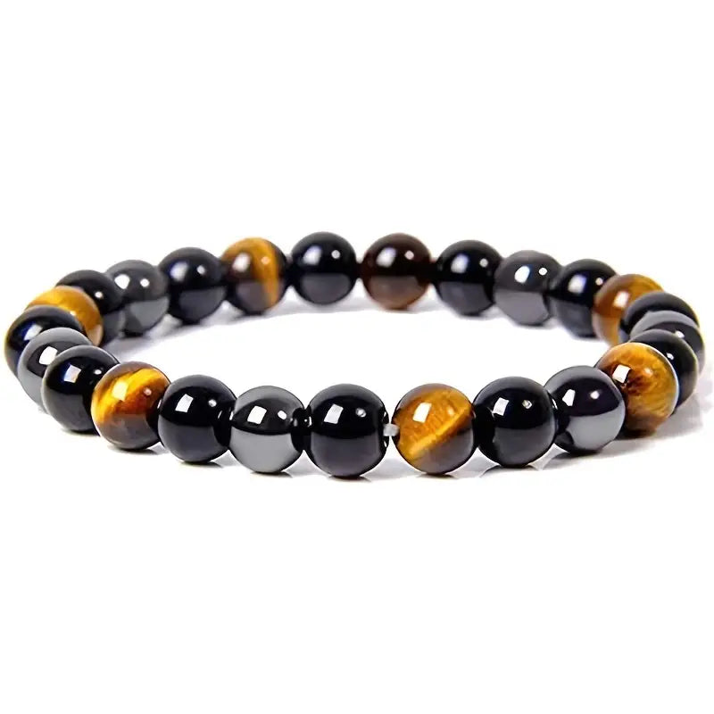 Natural Healing Hematite Yellow Tiger-Eye Beaded Bracelet