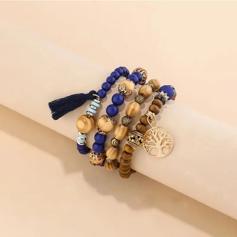 Bohemian Layered Beaded Stretch Bracelet