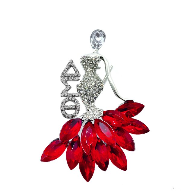 Rhinestone Inlaid Delta Sigma Theta Brooch