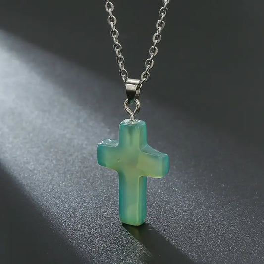 Natural Gemstone Cross Necklace